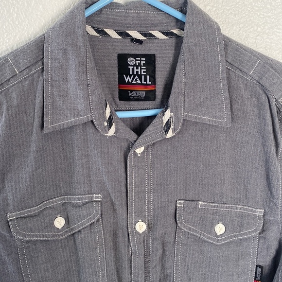 Vans button down 100% cotton grey size Large - Picture 2 of 12
